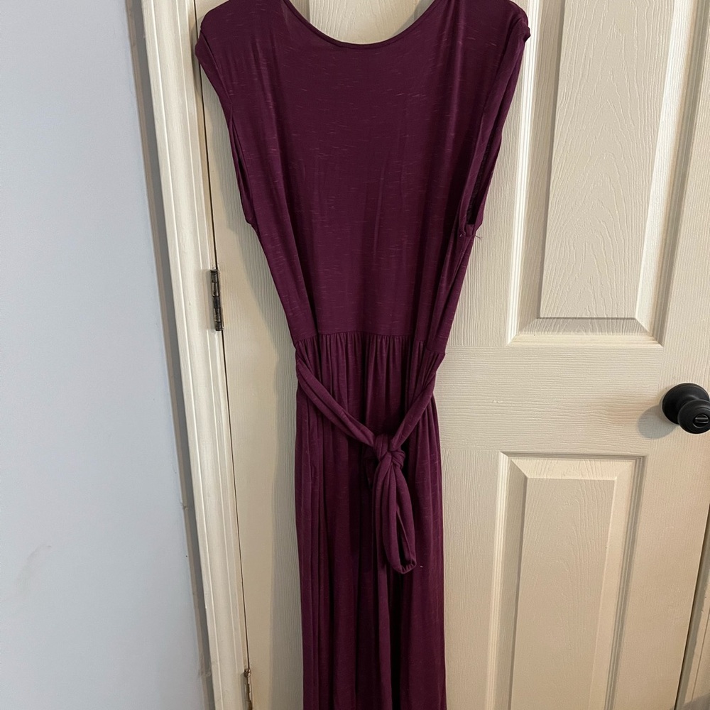MATILDA JANE Chasing Waterfalls Wrap Belt Maxi Dress in Plum Space Dye - Picture 3 of 3